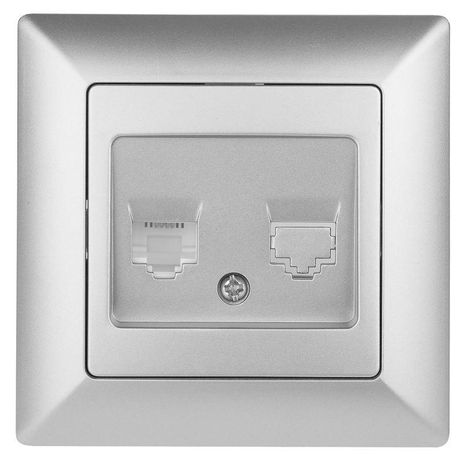 Розетка телефонная RJ11, СУ, Solo, алюминий 4-302-03 Intro ЭРА - Б0043377
