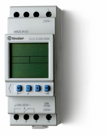 Реле времени цифровое недельное; монтаж на рейку 35мм; 1СO 16A; питание 24В АC/DC; ширина 35.8мм; степень защиты IP20 | 122100240000 Finder 12.21.0.024.0000