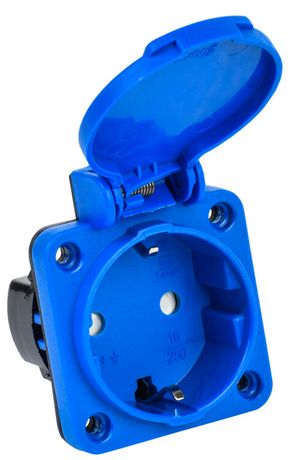 Розетка панельная MAGNUM 2P+PE 16А IP44 РП15-3 с защ. крышкой шторки заземл. син. IEK PSN71-016-3-3-44-K07