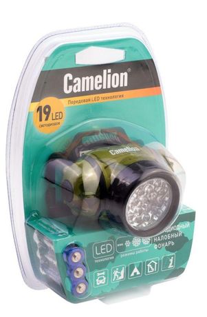 Фонарь налобный LED 5313-19F 4ML 19LED 4 режима 3хR03 (в компл.) камуфляж Camelion 7538