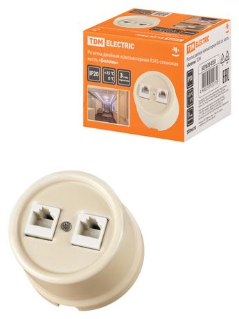Розетка двойная компьютерная RJ45 сл. кость «Болонь» | SQ1820-0351 TDM
