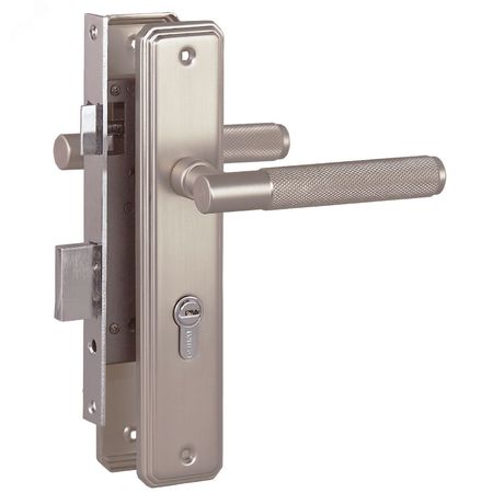 Замок врезной БУЛАТ ЗВ4-1.70.02.08 ФЕРОНА матовый никель 5 перф.кл. с/руч - 15407 ПТК