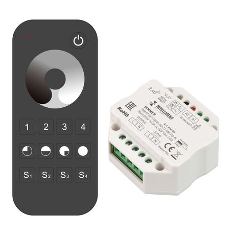 Пластик 5 лет) | 036199 Arlight INTELLIGENT Диммер SMART-SET-TRIAC-601-72-DIM-PD-IN Black (230V 1x1.5A x4 ПДУ 10кн 2.4G) (IARL IP20