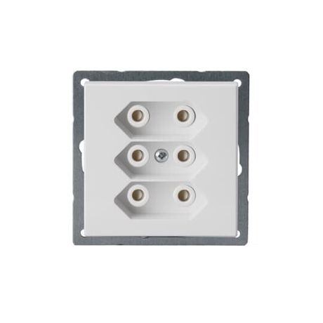 Розетка 3*EuroSocket 6А 230В, без заземления, белый | 303UC-84 2TKA00000433 ABB
