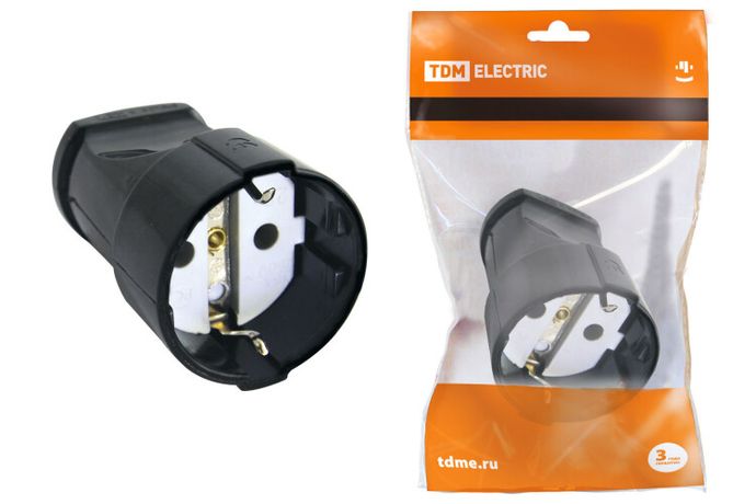 Кабельная розетка 2П+3 16А 250B черная | SQ1806-0132 TDM