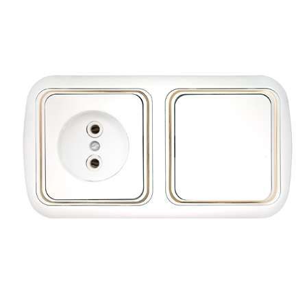 Блок СП (розетка без заземл. + 1-кл. выкл.) бел. Bylectrica В-РЦ-533