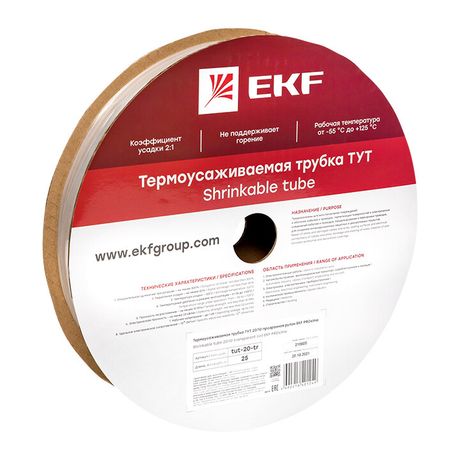 Термоусаживаемая трубка ТУТ 20/10 прозрачная рулон PROxima | tut-20-tr EKF