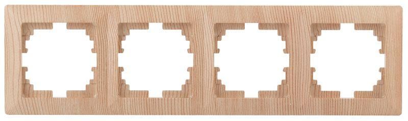 Рамка для розеток и выключателей 4 поста сосна пластик Intro Solo 4-504-11 - Б0043430 ЭРА