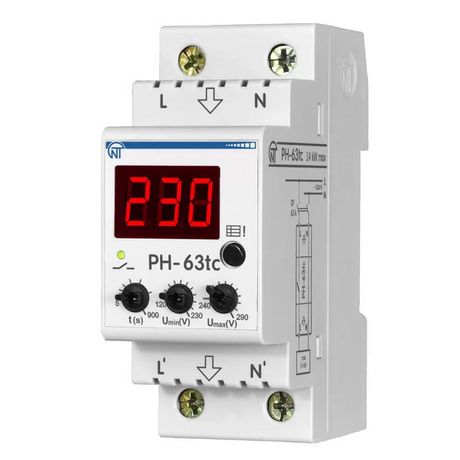 Реле напряжения РН-63tc - 63А – 220В DIN рейка для защиты техники во всей квартире 2 журнал аварий термозащита НовАтек-Электро 3425600063tc 3425600063tс
