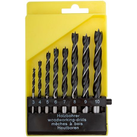 Сверла по дереву 3-4-5-6-7-8-9-10мм пластиковый бокс (8шт) - 36103 РОС