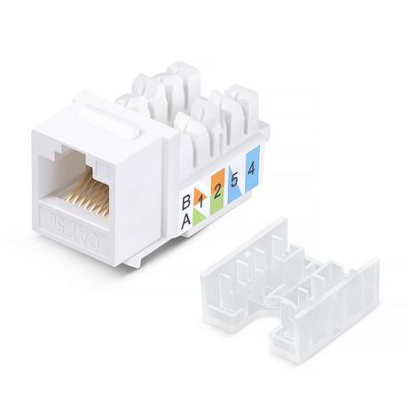 Вставка Keystone Jack RJ-45, категория 5e, заделка 110 тип, белая, со стяжкой - KJ-RJ45-Cat.5e-90-SW Cabeus 10100c