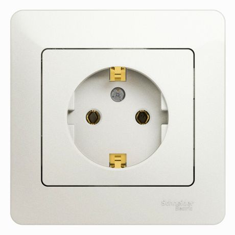 Розетка 1-м СП Glossa 16А IP20 с заземл. в сборе перламутр. SE GSL000642 APC