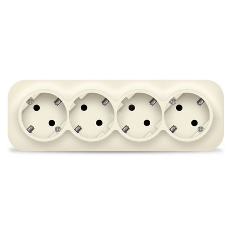 Розетка четырехместная серия IONICH, с/з, о/у, 16А, 220В, слоновая кость (ivory) - 1452 Союз
