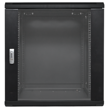 Шкаф настенный 19" TERACOM PRO 12U 600х600 мм дверь стеклянная с замком-ручкой чёрный|TRP-WLL-1266-40B|EKF