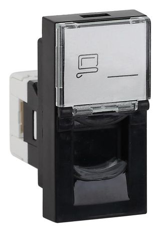 Розетка компьютерная RJ-45 6E черная 45х22.5мм Рувинил арт. АДЛ 13-902-Ч