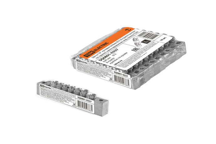 Шина "N" нулевая 6х9мм 8/2 (8 групп/крепеж по краям) никелированная инд. стикер | SQ0801-0337 TDM