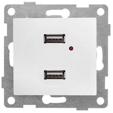 Розетка USB 2-м СП Bravo механизм бел. матов. GUSI С10USB2-041