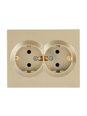 Розетка двойная VESNA с защитой от детей ПБТ зол. LEZARD 742-3600-178B