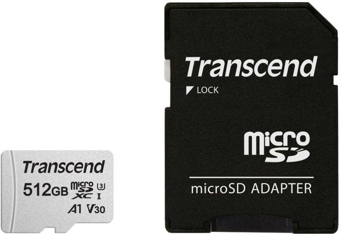 Карта памяти TS512GUSD300S-A 512GB microSD w/ adapter UHS-I U3 A1 Transcend 1000575655