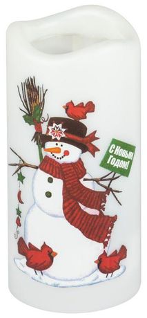 Светодиодный проектор EGNDS -SN светильник новогодний Свеча Снеговик теплый свет 4 LED 3*AAA 15 см | Б0060552 ЭРА