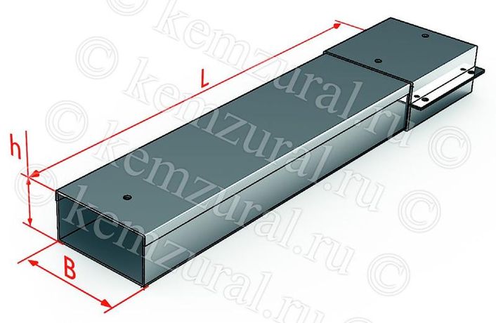 Короб прямой СП 100х100ц УТ1.5 (S=1.5мм) гор.цинк КЭМЗ 381 101025 59