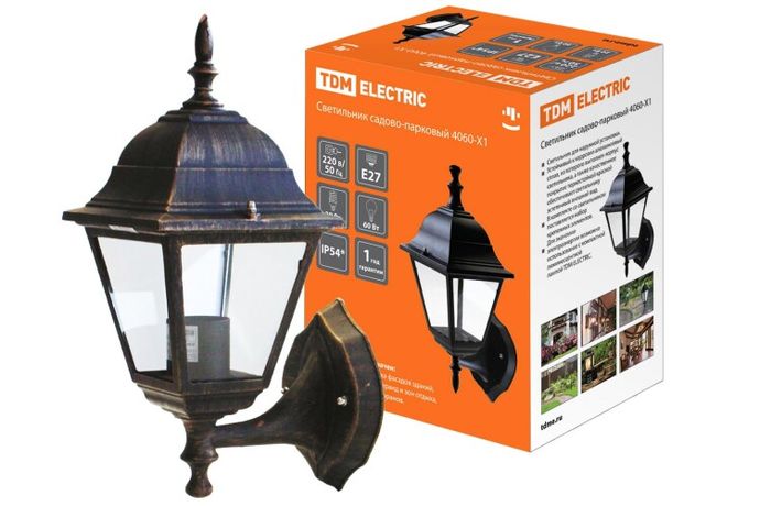 Светильник садово-парковый ЛБУ 4060-11 60Вт ЛН/КЛЛ/LED E27 IP33 четырехгранник, вверх | SQ0330-0031 TDM