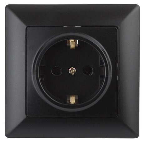 Розетка однофазная скрытого монтажа, в рамку с заземлением без шторок антрацит 16А 250В IP20 4-202-05 Intro Solo - Б0053653 ЭРА