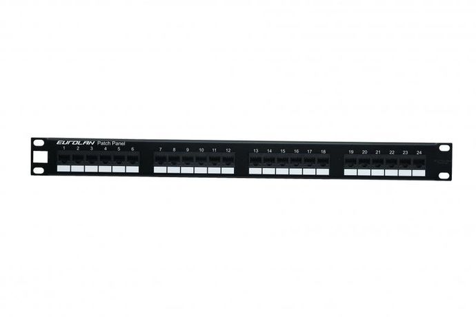 Коммутационная панель 19” моноблочная, категория 6, UTP, 1U, 24 порта, черный, | 27B-U6-24BL Eurolan