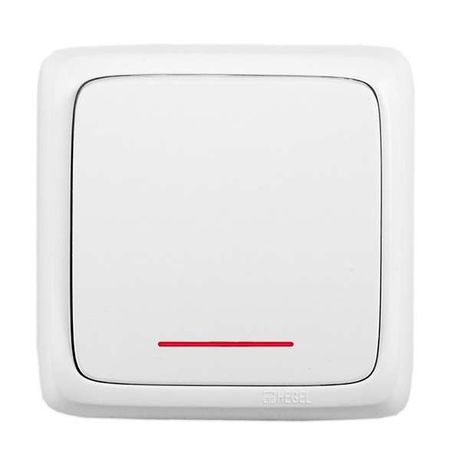 Переключатель одноклавишный наружный с изоляционной пластиной индикацией белый 10А - ВА10-164 HEGEL