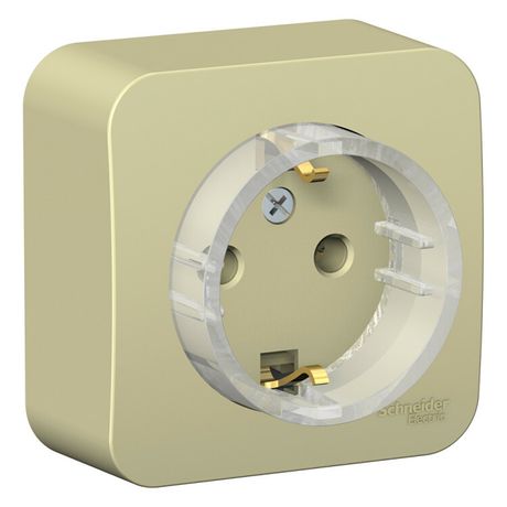 Розетка открытой установки BLANCA с заземлением без шторок, (компакт), изолирующей пластиной, 16А, 250В, бежевый - BLNRA110117 APC