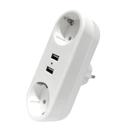Разветвитель 2-м плоский с заземл.16А 2USB А+А 2.4А 3500Вт бел. DOMTOK 2732 DOMTOK арт. 2732