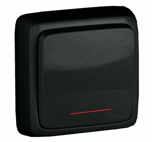 Переключатель открытой установки, одноклавишный, с индикацией, изолирующей пластиной, цвет черный | ВА10-164-08 HEGEL