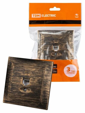 Розетка телефонная RJ11 старинная бронза "Лама" | SQ1815-0756 TDM