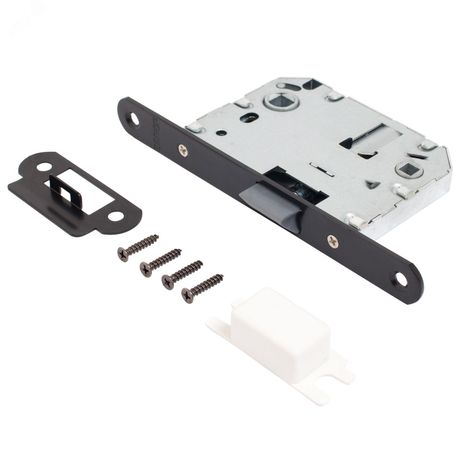 Защёлка Аллюр АРТ L7050PR BL матовый черный пластик овал.планка18мм без ручек с фиксатором - 14545 ПТК