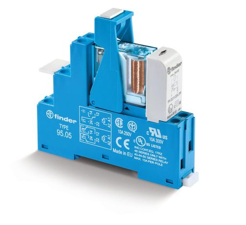 Интерфейсные модули реле с клипсой-держателем, Светодиод + диод, Контакты AgNi, 2CO 10A, 12VDC - 486270120050SMA FINDER 48.62.7.012.0050SMA