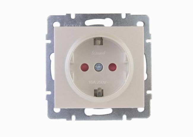 Механизм розетки 1-м Рейн с защ. от детей керам. жемчуж.-бел. перламутр Lezard 703-3088-124