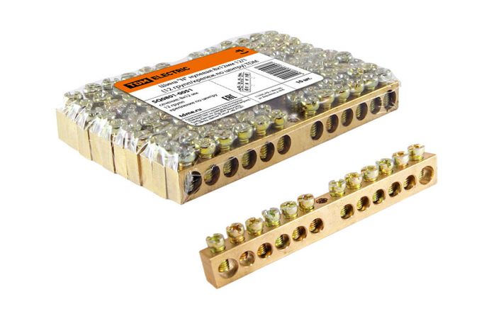 Шина "N" нулевая 8х12мм 12/1 (12 групп/крепеж по центру) | SQ0801-0051 TDM