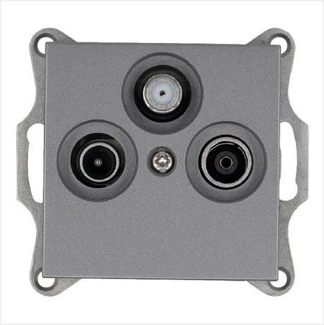 Розетка телевизионная оконечная TV + FM SAT 3-м Ф9.5мм механизм алюм. Jasmart G6206S