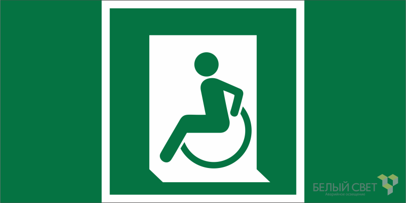Знак безопасности BL-2915B.E60-01 "Выход для МГН здесь (левосторонний)" Белый свет a19879 BS