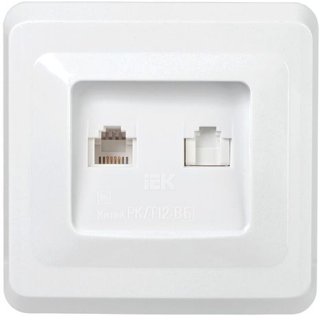 Розетка компьютерная + телефонная 2-м СП Вега РК/Т12-ВБ RJ45 RJ11 бел. IEK EIV20-K01-DM