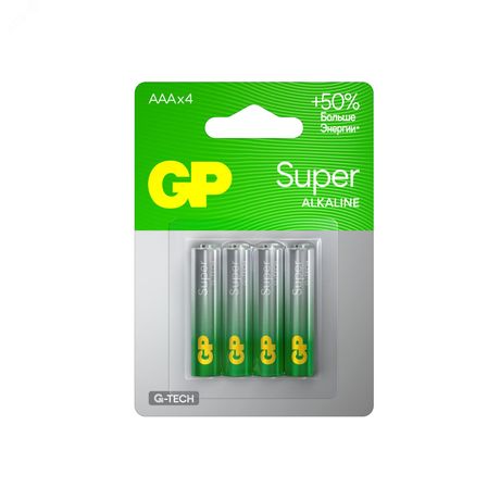 Батарейка алкалиновая GP Super Alkaline G-Tech 24А ААA - 4 шт. на блистере 21385 GP арт. 21385