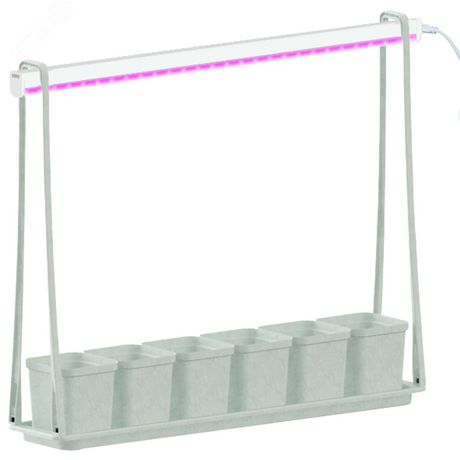 Набор Минисад светильник для растений светодиодный с подставкой Спектр рассады и цветения 6 кашпо в/к мраморные TM Uniel - UL-00006094