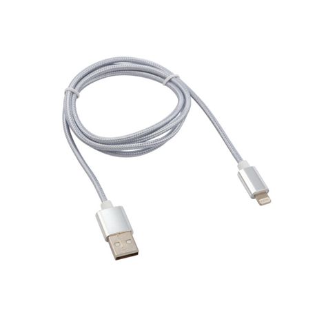Кабель REXANT USB-Lightning 1 м, серебристая нейлоновая оплетка |18-7051 | MEET