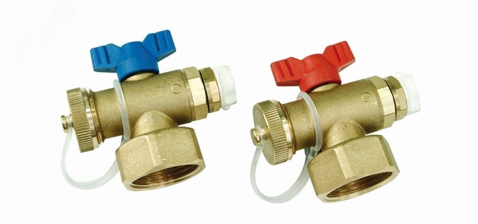 Комплект концевых элементов с шаровым краном и воздухоотводчиком, 1F x 1/2 3/8, набор 2 штуки - UFH-ESK060303-M Henco