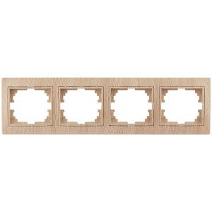 Рамка для розеток и выключателей 4 поста сосна пластик Intro Plano 1-504-11 - Б0030105 ЭРА