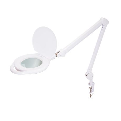 Лупа на струбцине , круглая, 5D, с подсветкой 96 LED, теплый и холодный свет, белая | 31-0535 REXANT MEET