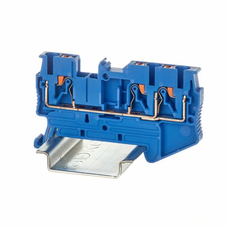 Клемма проходная , зажим push-in, 3 точки подключения, 2.5 кв.мм, синяя - VPR-2.5-TWIN-BU ДКС