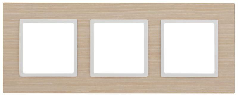 Рамка для розеток и выключателей 3 поста белёный дуб дерево/пласт. ЭРА Elegance 14-5303-01 - Б0049150