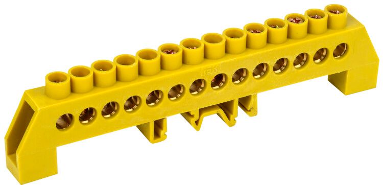 Шина PE "земля" в комбинированном DIN-изоляторе"Стойка" ШНИ-8х12-14-КС-Ж | YNN10-812-14DP-K05 IEK