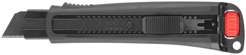 Нож технический 25 мм усиленный прорезиненный, дополнит. пластиковый прижим, черный, Профи - 10332 РОС